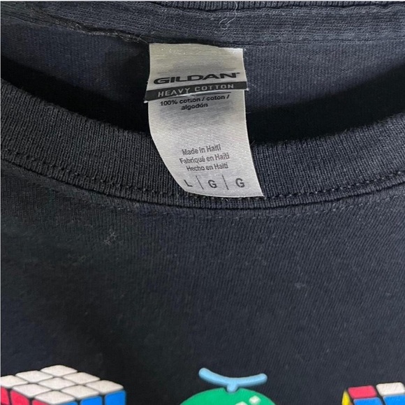 Retro Pac-Man Cropped Tee Black Gildan L 100% Cotton Gamer Graphic Shirt - Picture 4 of 5